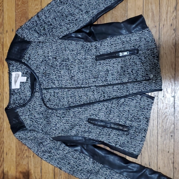 Forever 21 womens cropped twead/ faux leather jacket blazer, size XS - Picture 4 of 13